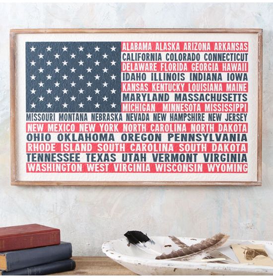 American Flag with states wall decor