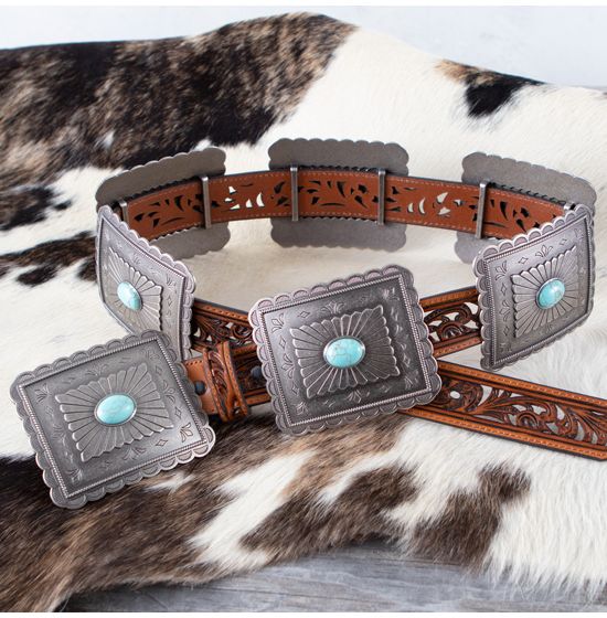 Ariat Turquoise Square Concho Belt