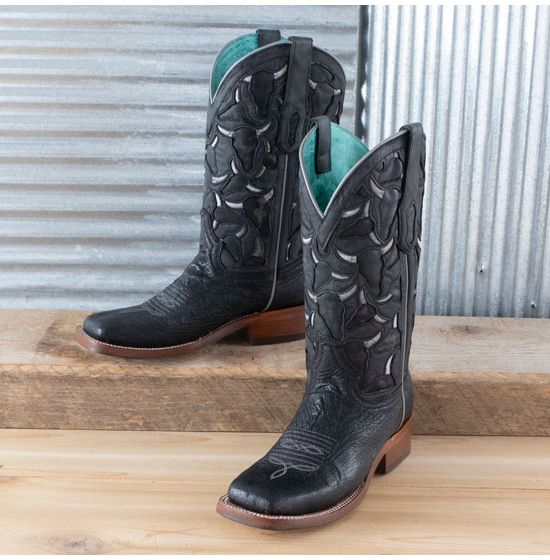 Corral Black Smooth Ostrich Boots