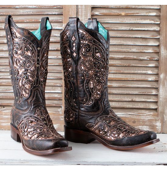 Corral Rose Gold Glitter Inlay Boots