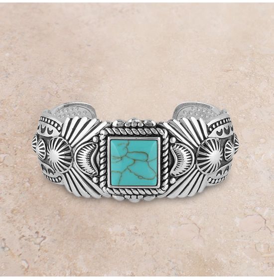 Montana Silversmiths Flourished Turquoise Cuff Bracelet
