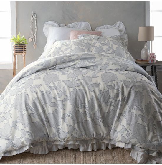 Country Grace Vintage Blue and White Large Floral Comforter Set