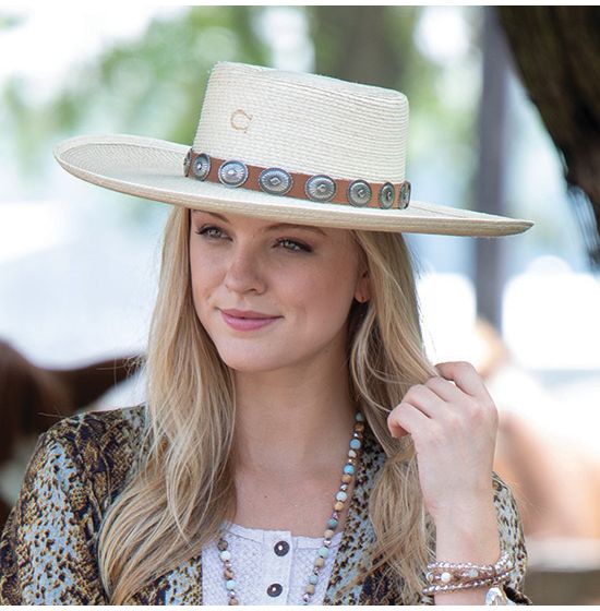 Charlie 1 horse high desert palm leaf hat top