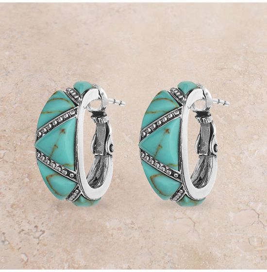 Turquoise Wedge Hoop Earrings