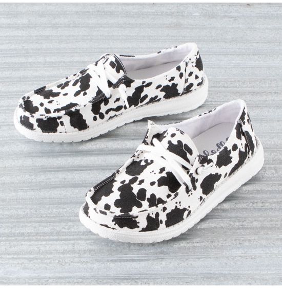 Gypsy Jazz Milk It Black Cow Print Shoes