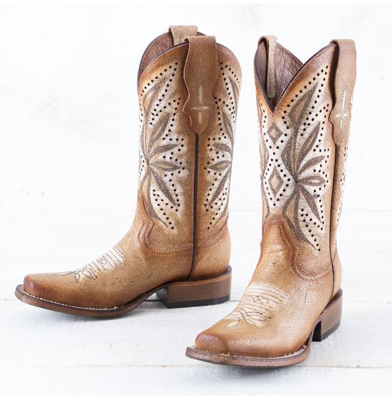 Circle G Straw Laser Embroidered Boots