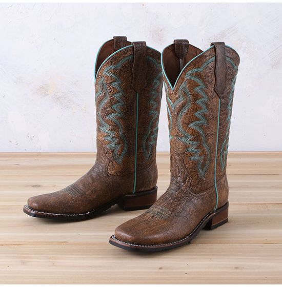 Circle G Peanut and Turquoise Embroidered Boots