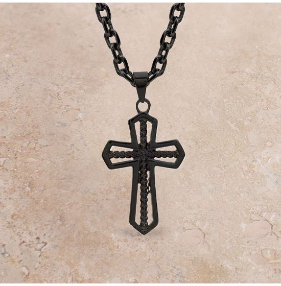 Mens CROSS Metal PENDANT Adjustable Leather NECKLACE Cord Rope Man