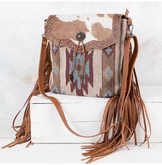 Serene Aztec Fringe Crossbody Bag