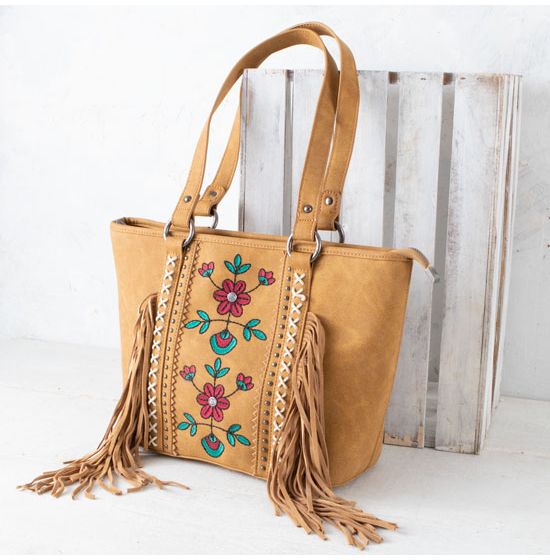 Wrangler Buckskin Floral Fringe Concealed Carry Handbag