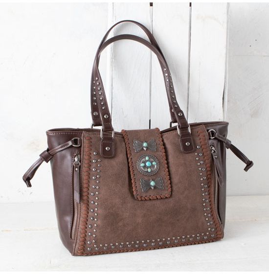 Wrangler Chocolate Concealed Carry Concho Handbag