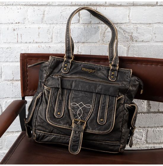 Wrangler Stone Wash Buckle Tote