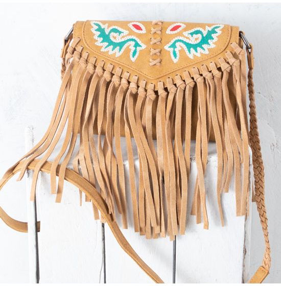 Wrangler Buckskin Fringe Crossbody Bag