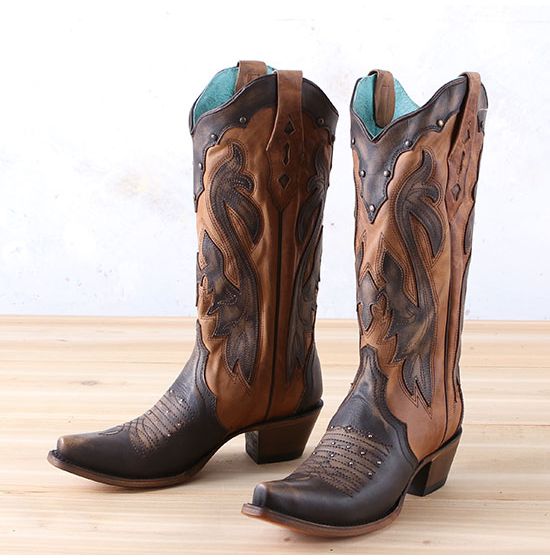 Corral Ladies Cognac Overlay and Studs Boots