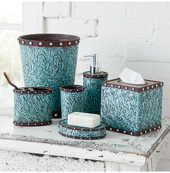 Turquoise Flower Bath Collection