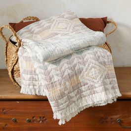 Pendleton Highland Peak Aqua Fringed Cotton Throw