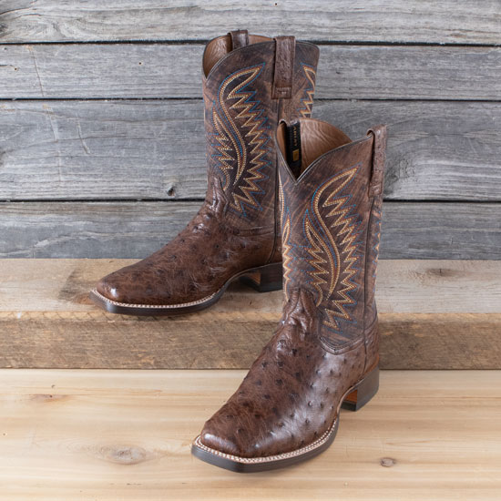 Pre-owned Ariat Gallup Mocha Full Quill Ostrich Boots In D