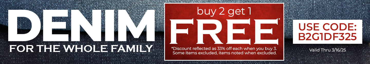 Buy 2 Get 1 Free Denim For the Family
